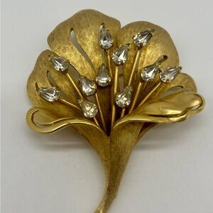 Kramer of New York Gold Floral Crystal Brooch pin